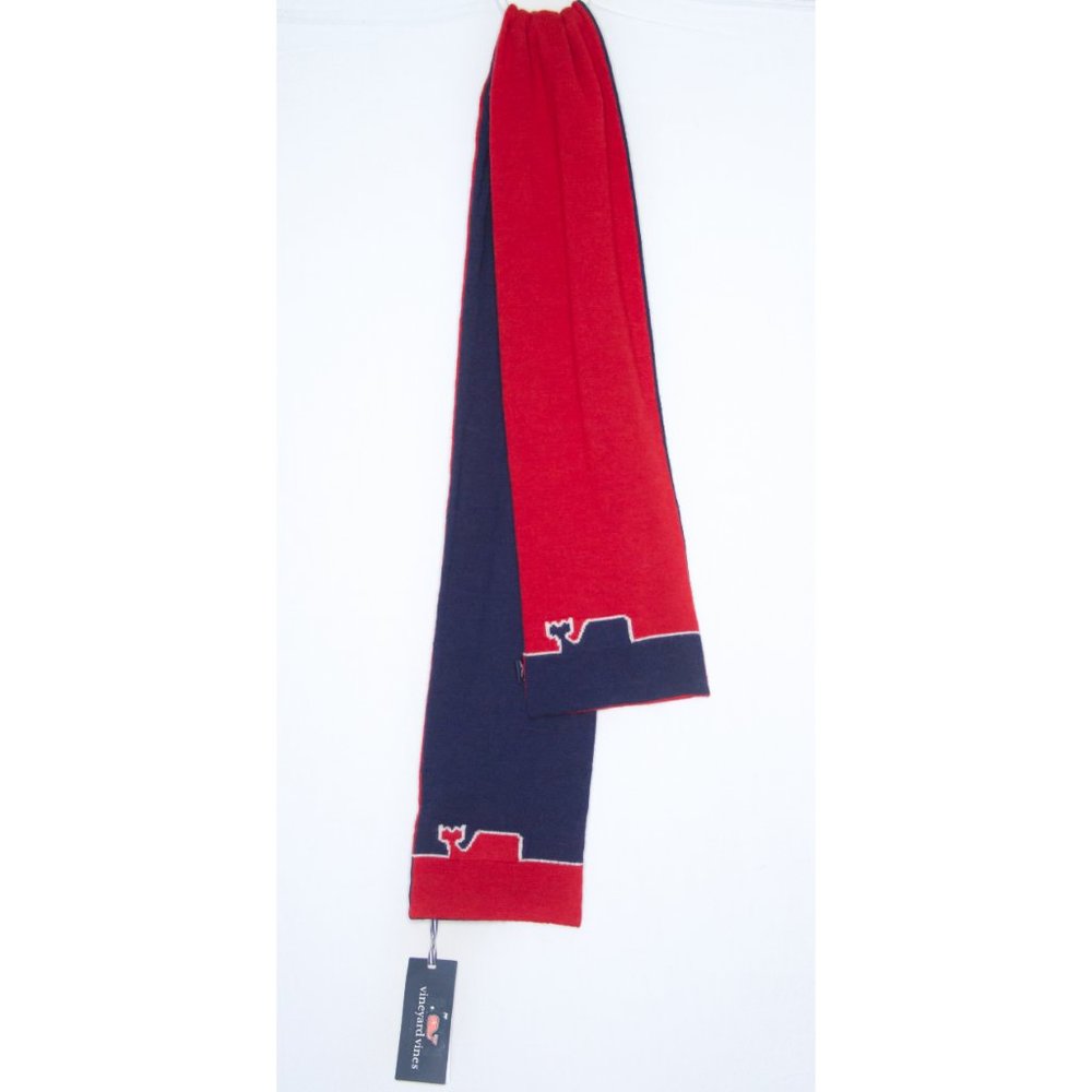 BOYS WHALE LINE RED AND BLUE SCARF
